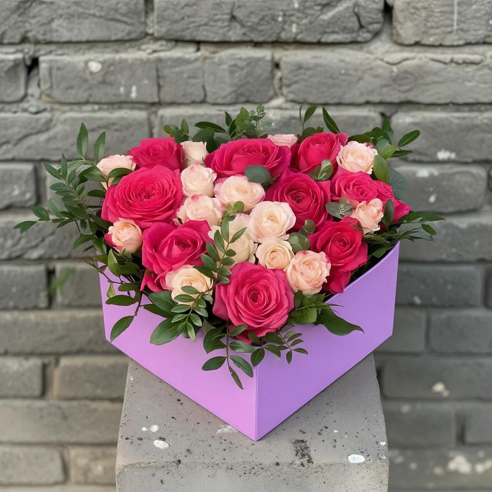 Цветочная композиция из Розы в коробке в Тахтамукай