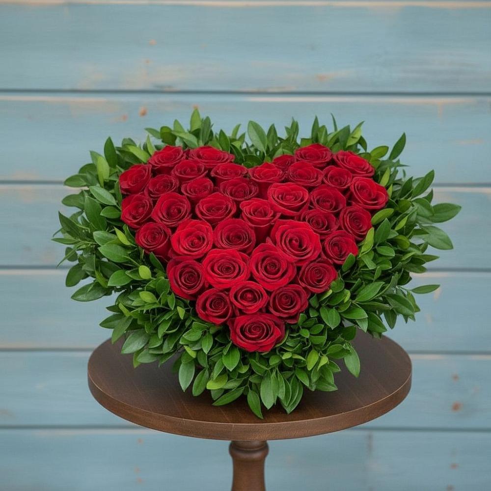 Цветочная композиция из Розы в виде сердца в Тахтамукай