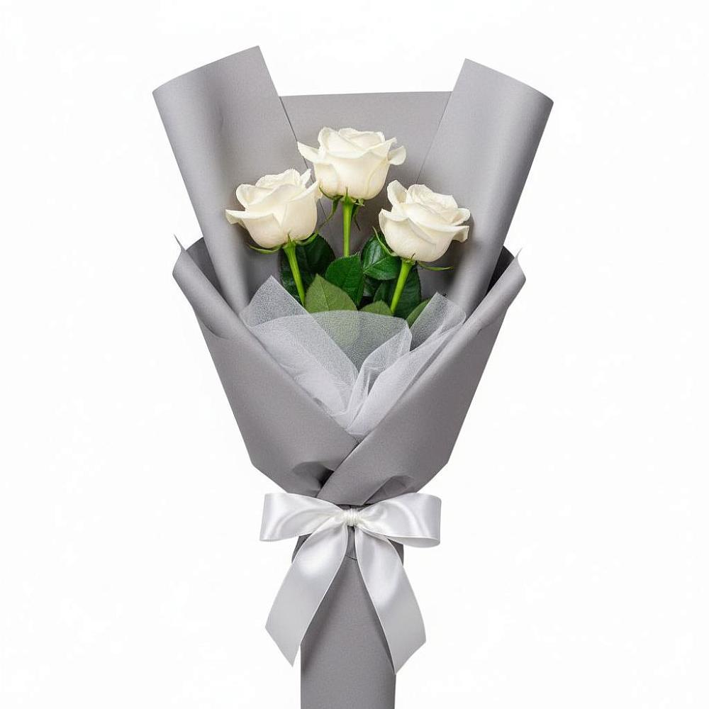 Букет 3 белые розы в Тахтамукай