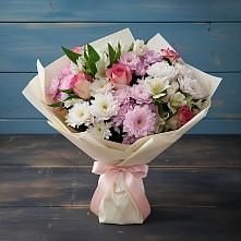 Букет цветов из:  Хризантемы, Альстромерии и Розы в Тахтамукай