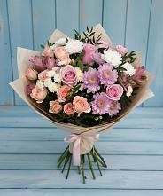 Букет цветов из:  Хризантемы, Розы и Альстромерии в Тахтамукай