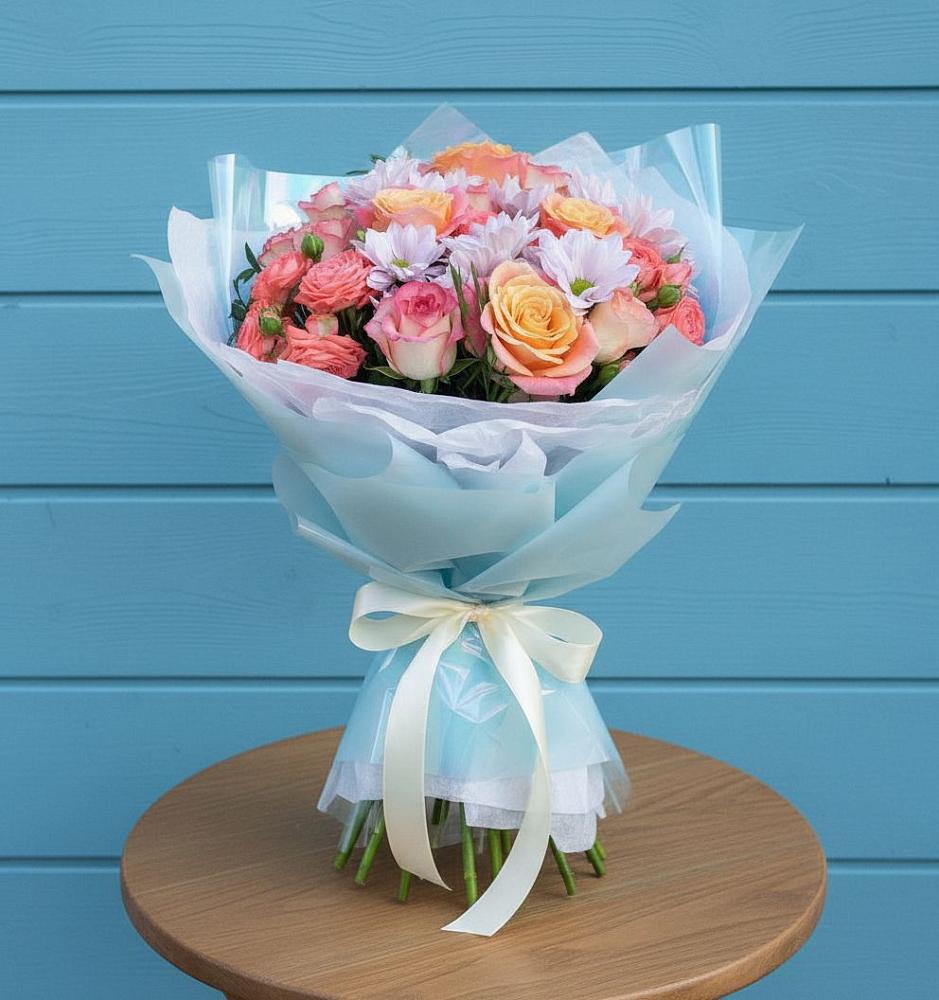 Букет цветов из: Хризантемы и Розы в Тахтамукай