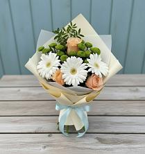 Букет цветов из:  Герберы, Розы и Хризантемы в Тахтамукай